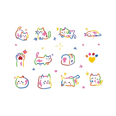 小猫咪贴纸彩色纹身贴她画12贴