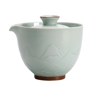 叁旬山海观盖碗茶杯单个不烫手抓壶泡茶快客杯便携式旅行茶具套装