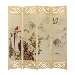 祥朗镂空实木布艺屏风隔断移动折屏座屏玄关客厅书房卧室酒店养生