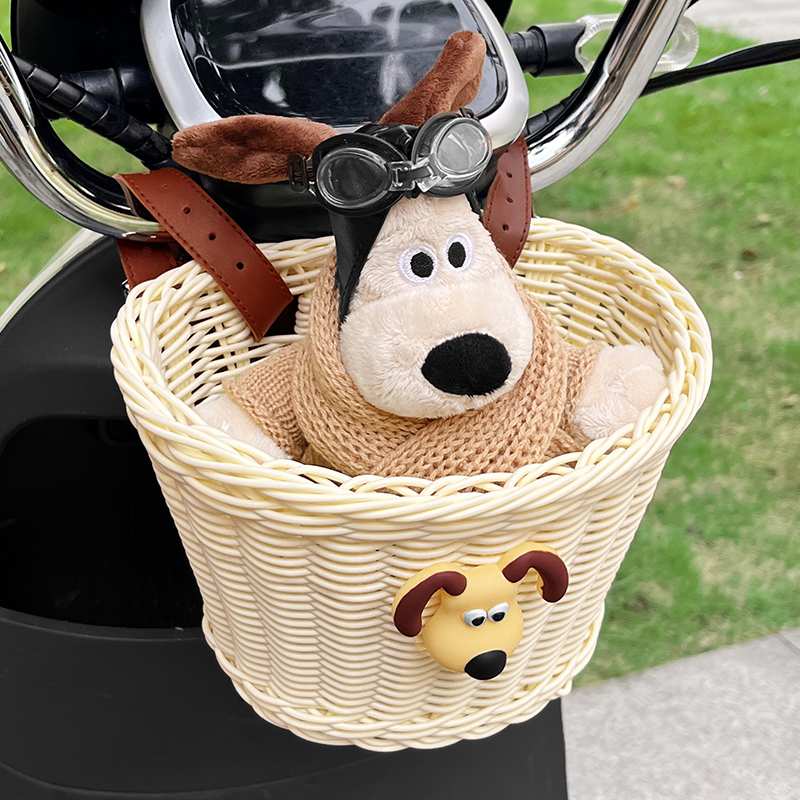 电动车车筐前置收纳杂物神器可爱卡通多功能电瓶自行车置物兜挂篮