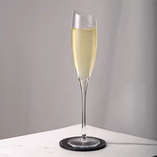 水晶玻璃斜口收腰香槟高脚杯鸡尾酒口设计酒杯酒具批发洋家用斜杯