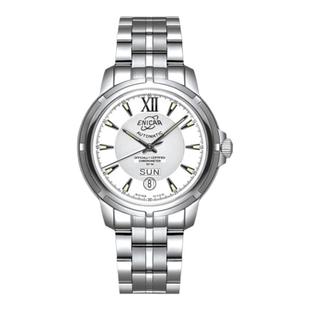 英纳格ENICAR天文台系列黑盘钢带双日历显示自动机械男表