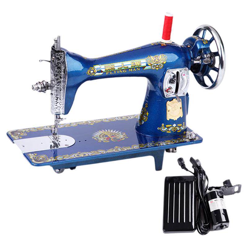 飞人牌缝纫机家用台式电动老式平车吃厚机头脚踏小型迷你手提衣车