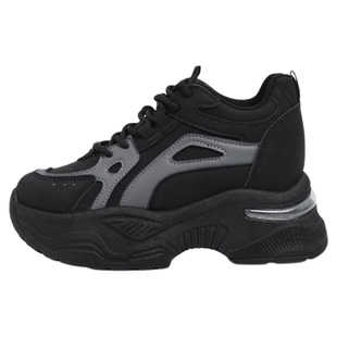 踩屎感黑色老爹鞋女秋季2025新款小个子内增高运动鞋34码休闲鞋子