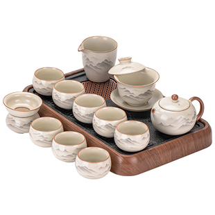 瓷牌茗汝窑功夫茶具套装2025新款高档轻奢家用泡茶碗茶壶盖碗茶杯