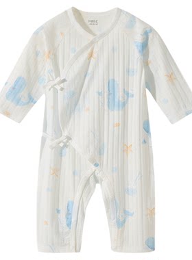 怡比婴儿连体衣夏季薄款长袖新生儿春夏装宝宝衣服夏款空调服