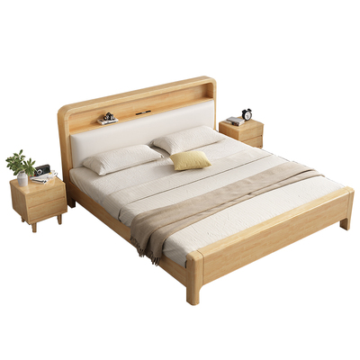 北欧双人床实木床储物小户型软靠