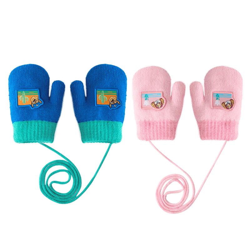 儿童手套男童挂绳手套女童