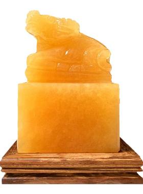 天然玉石牛印章摆件招财旺运办公桌面家居装饰姓名定制刻字生肖牛