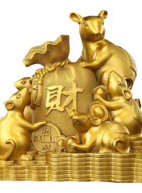 五鼠运财铜鼠摆件生肖老鼠