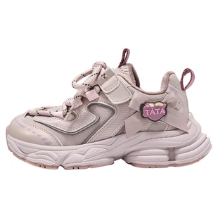 他她童鞋儿童加绒运动鞋2025冬季新款女童蝴蝶结老爹鞋机能风跑鞋