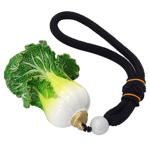 白菜纯黄铜小号摆件百财创意车载吊坠挂件手中有财收银台手把玩件