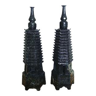 天然独山玉宝塔摆件独玉玉石墨玉九13层文昌塔家居工艺品书房摆设