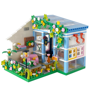 可爱日子 阳光花房桌面创意积木ins唯美梦幻女生闺蜜装饰摆件礼物