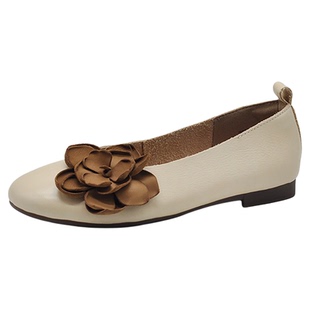 Artmu阿木原创复古花朵浅口平底单鞋女真皮豆豆鞋2026春季新款