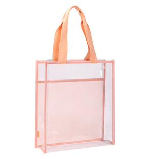 得力透明手提袋高颜值补习袋大容量文件袋学生补习班拎书袋初中生补课包书本收纳袋考试专用袋子a4防水资料袋