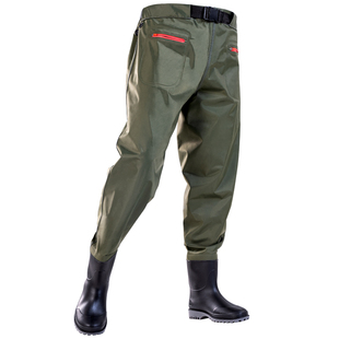 专业路亚裤户外涉水钓鱼服防水齐腰下水裤男款尼龙溪海钓透气雨裤