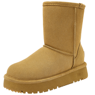 UBZ 防水中筒雪地靴女2026冬季新款厚底加绒加厚东北抗寒保暖靴子