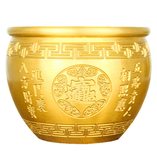 黄铜米缸摆件冰箱百福缸聚宝盆大号存钱罐水缸福字家居客厅装饰品