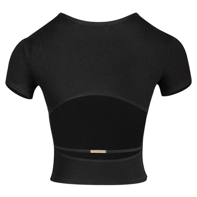 拉丁舞女士露背小圆领短上衣