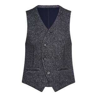 callisto卡利斯特男士春秋羊毛混纺V领休闲修身时尚保暖马甲背心