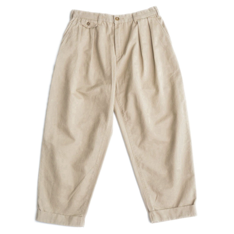 Lab store 日系搭配 双褶裥9分裤宽松款法式工装裤男 Work Pants