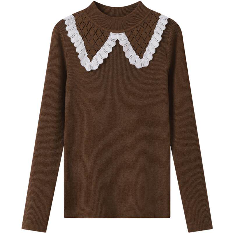 【含蚕丝羊毛衫】安奈儿童装女童针织衫2024秋冬休闲花边中领毛衣