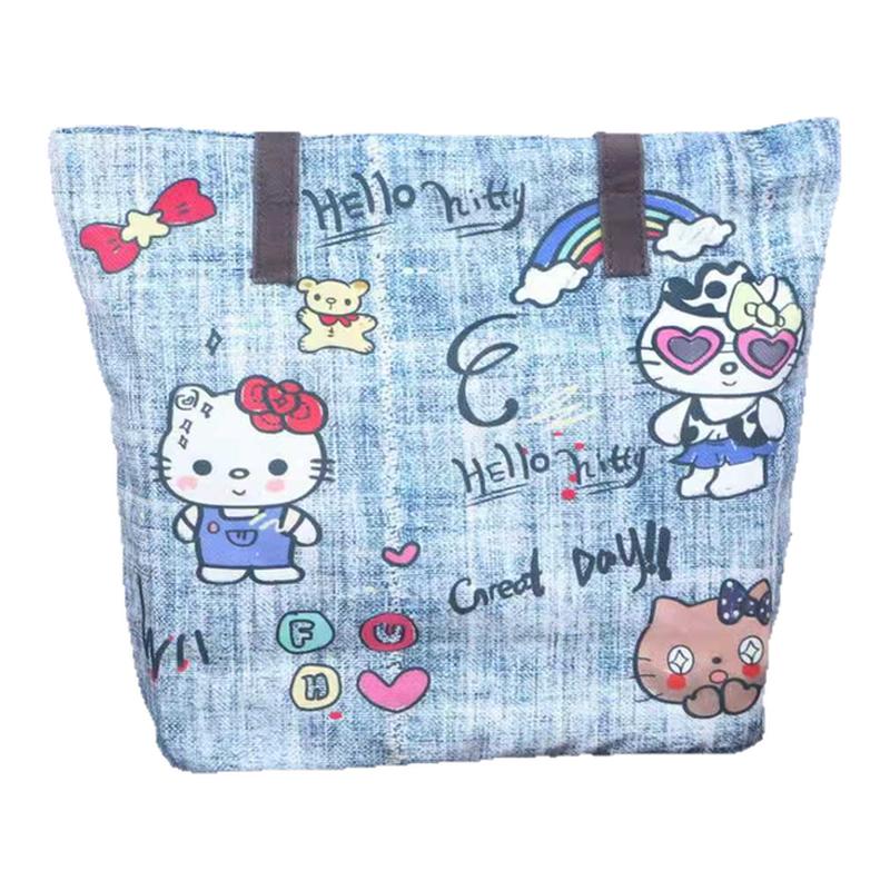 尚盈牛仔纹HelloKitty绒布包