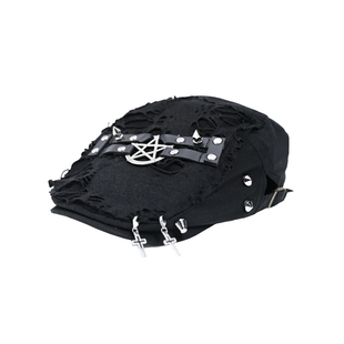 Broken bone原创 朋克暗黑女春夏破碎感休闲大头围破洞画家贝雷帽