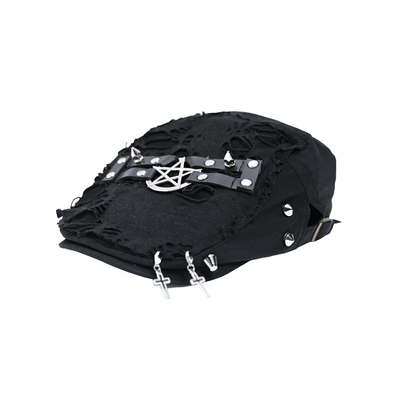 原创破洞破碎感画家贝雷帽