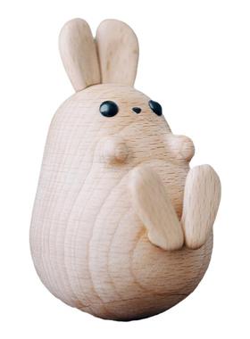 隐山兔子不倒翁摆件原创手工礼物