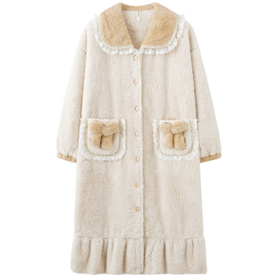 思莉太太公主风睡裙睡袍冬季女款珊瑚绒加厚加绒长款秋冬2023新款