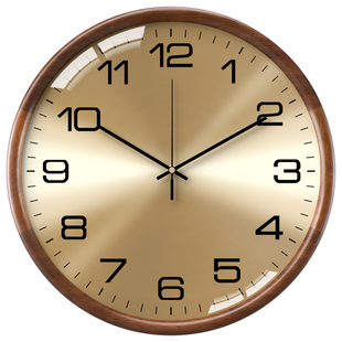 康巴丝实木挂钟现代简约中古静音时钟表客厅新中式创意美式挂墙表