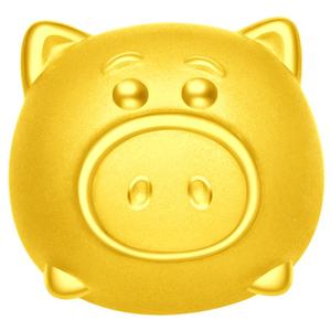 周大福迪士尼玩具总动员火腿猪足金黄金吊坠转运珠配绳EOR919