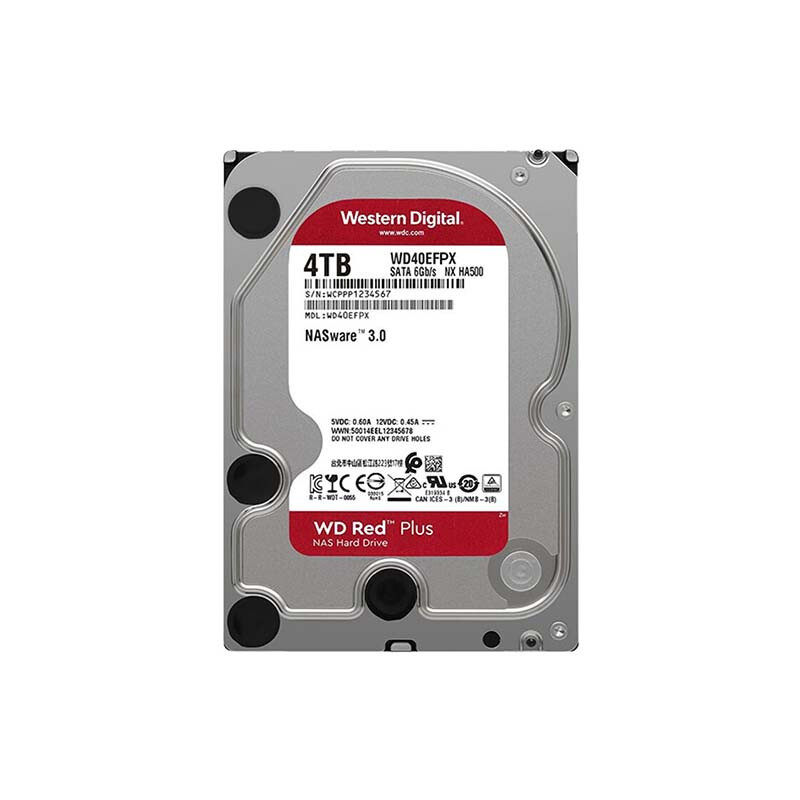 适用西部数据NAS机械硬盘 WD Red Plus 西数红盘 4TB 5400转 SATA