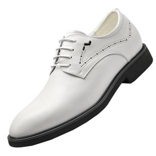 高哥内增高皮鞋白色真皮商务男鞋英伦正装结婚鞋隐形增高鞋36小码