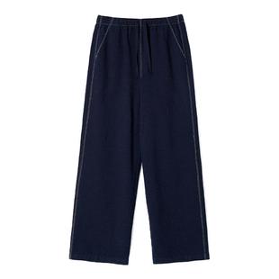 klee klee秋冬女装环保棉针织布牛仔松紧腰宽松直筒裤K0253PA16