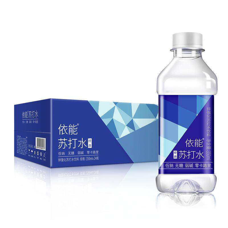 依能无糖苏打水饮料无汽弱碱性饮用水非矿泉水350ml*24瓶装整箱水