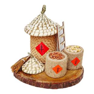 创意纯手工粮仓小摆件国潮丰收节秋天编织丰收仓农作零食收纳拍照