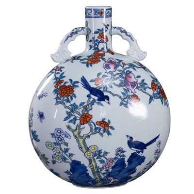 中式陶瓷景德镇客厅花鸟花瓶摆件