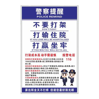 民警提示禁止打架禁止酒驾警示牌