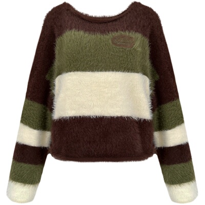 Liilou撞色条纹大地色毛衣