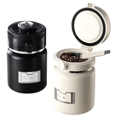Bincoo咖啡豆密封罐抽真空咖啡粉保存罐湿度监测不锈钢双层储物罐