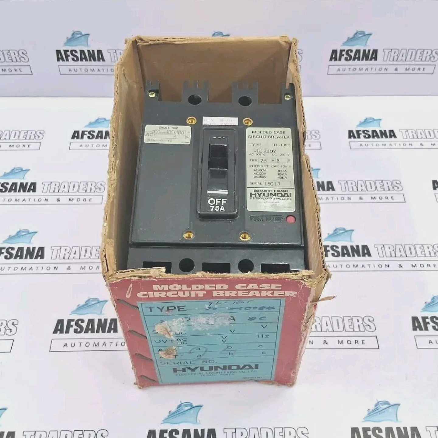 HYUNDAIELECTRICTL100E75A3POLE模塑外壳CircuitBreaker