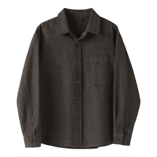 LUUD 老钱怀旧感粗纺肌理长袖衬衫千鸟格内里100%纯棉重磅外套男