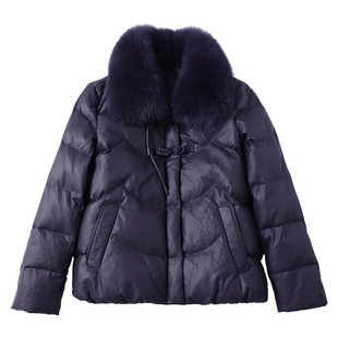 新款妈妈冬装羽绒服中年女洋气短款皮衣外套中老年人加厚保暖棉袄