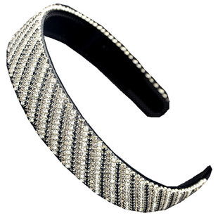 满钻水晶发箍带钻头箍双排齿防滑发卡子全钻压发宽边头窟女士饰品