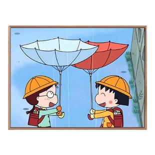 樱桃小丸子闺蜜合照礼物网红数字油画diy手绘涂色填充丙烯油彩画|