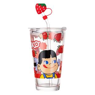 网红玻璃吸管水杯子女可爱ins风少女带盖夏家用大人简约韩版刻度