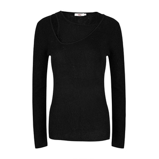 Liilou cleat fit 假两件 不规则露肩针织长袖打底衫上衣秋季穿搭